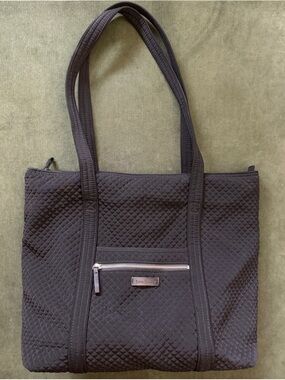 Vera Bradley quilted microfiber tote bag in black